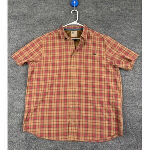 5.11 Tactical Mens XL Plaid Short Sleeve Button Down Shirt Red Tan Mesh Vented